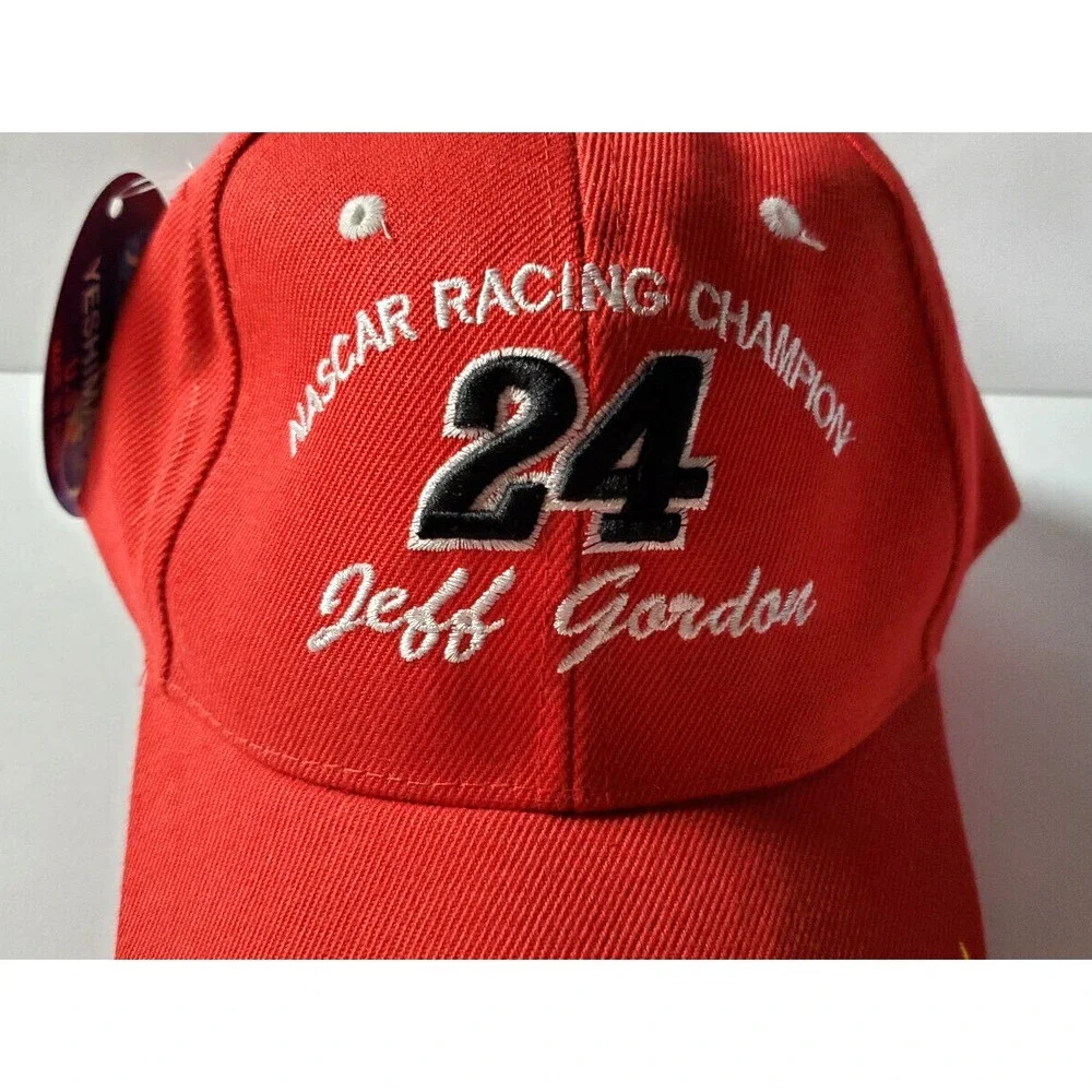Jeff Gordon NASCAR Hat Cap Racing Champion #24 Hat NWT Red‎ & White